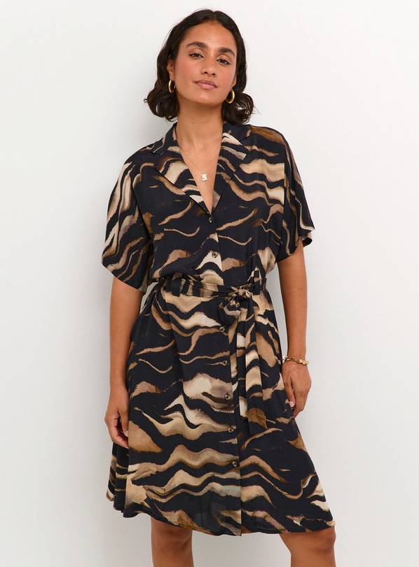 KAFFE Laila Short Sleeve Belted Shirt Dress Multi 8
